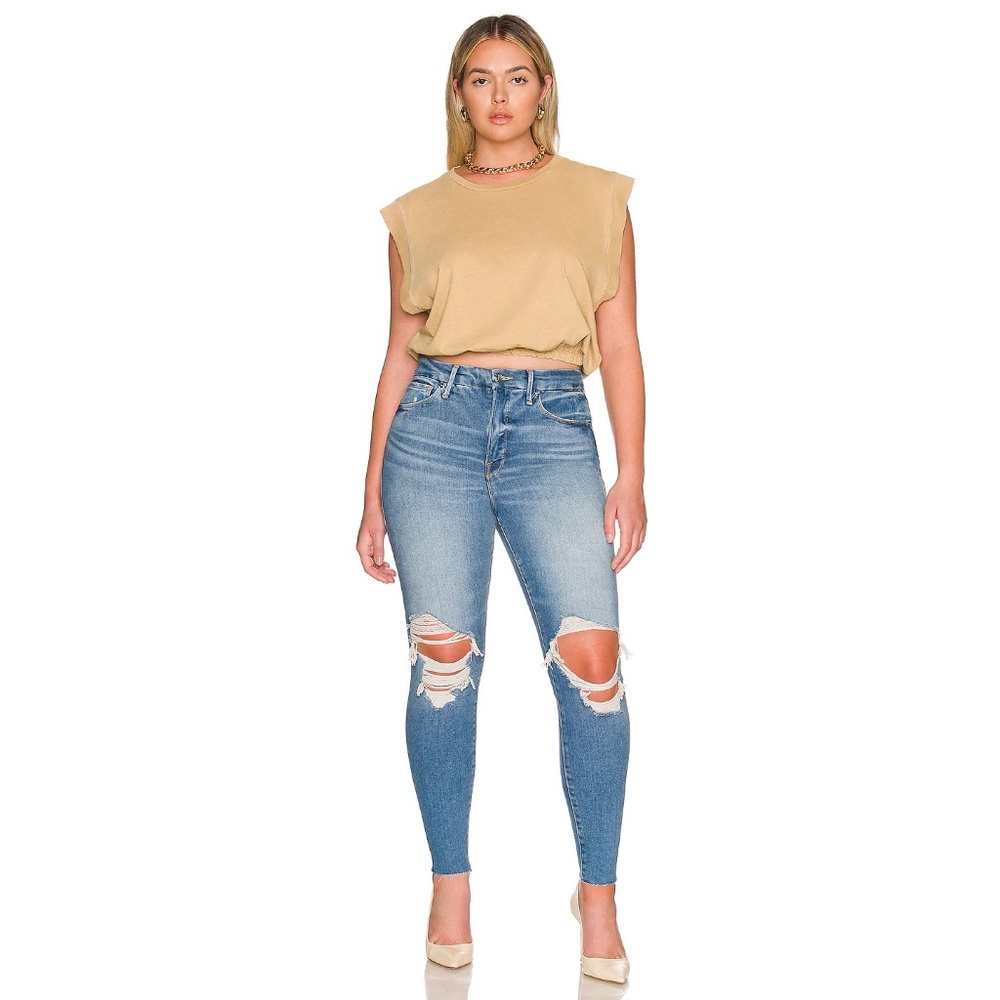 ✨NWT✨ GOOD AMERICAN Good Waist Distressed Skinny Ankle Jeans Sz 12/31